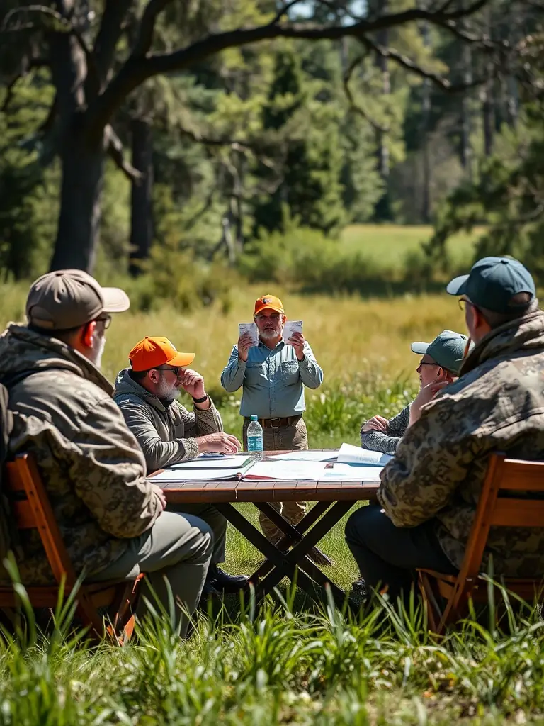 A photo of association members participating in an educational workshop on ethical hunting practices, demonstrating their dedication to upholding the highest standards of conduct.